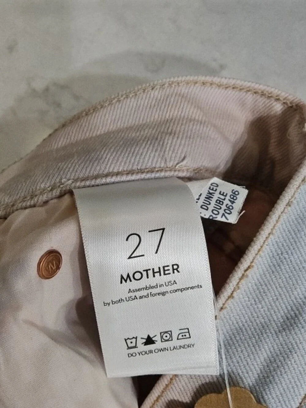 MOTHER Light Pink Straight-Leg Jeans with Frayed Hem